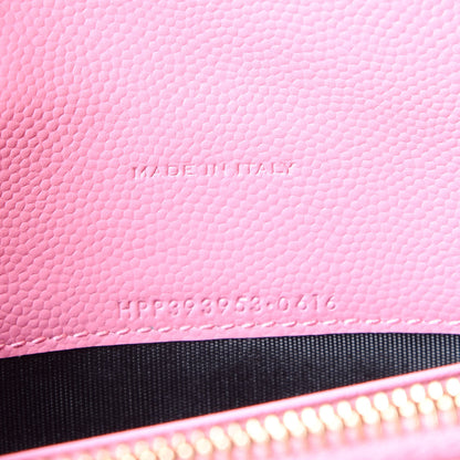Saint Laurent Grain De Poudre Matelasse Chevron Monogram Envelope Chain Wallet Indian Pink 5 of 10