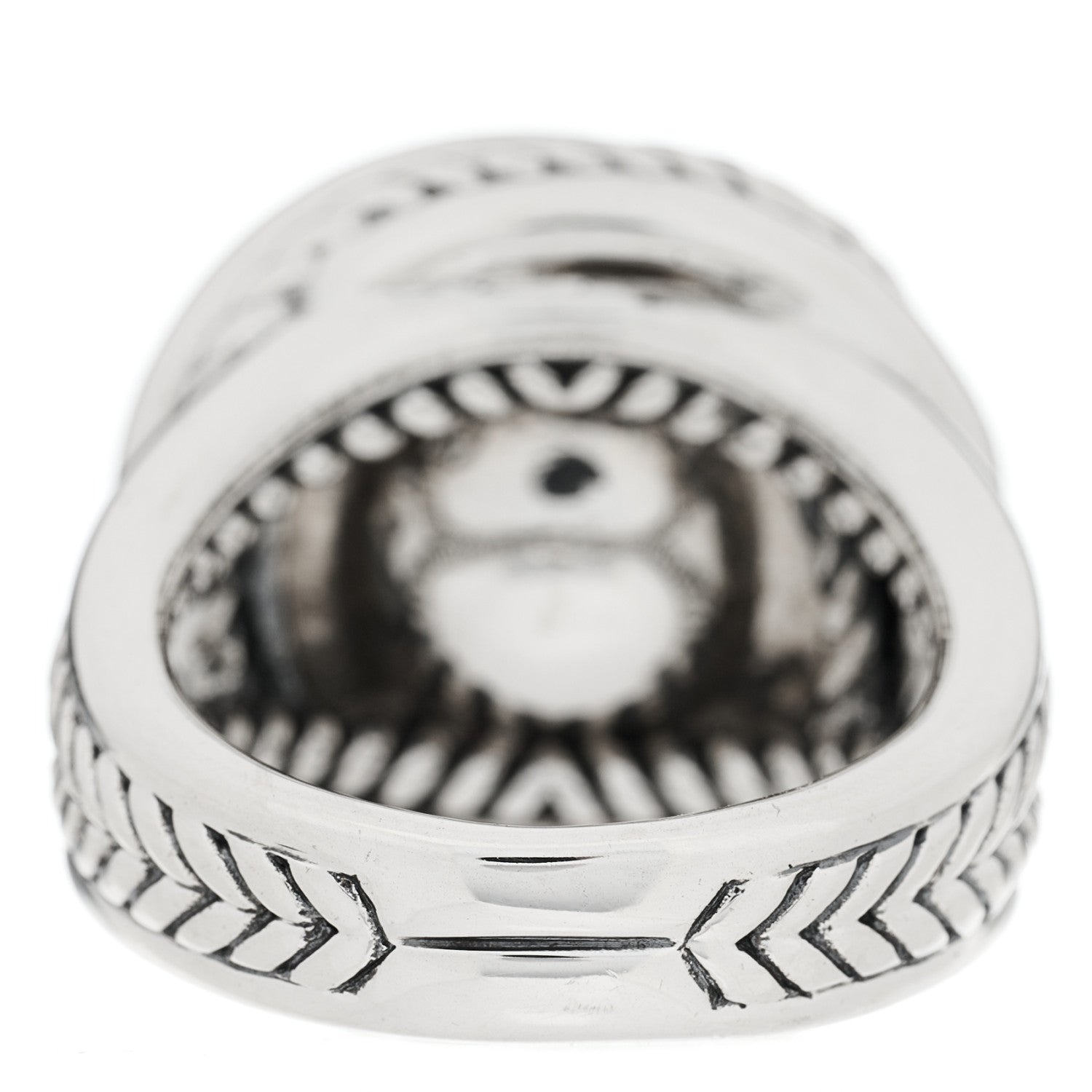 David Yurman Sterling Silver Diamond Pearl 10mm Crossover Ring 52 6 3 of 4