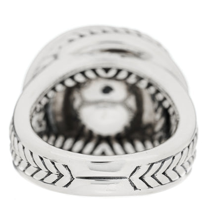 David Yurman Sterling Silver Diamond Pearl 10mm Crossover Ring 52 6 3 of 4