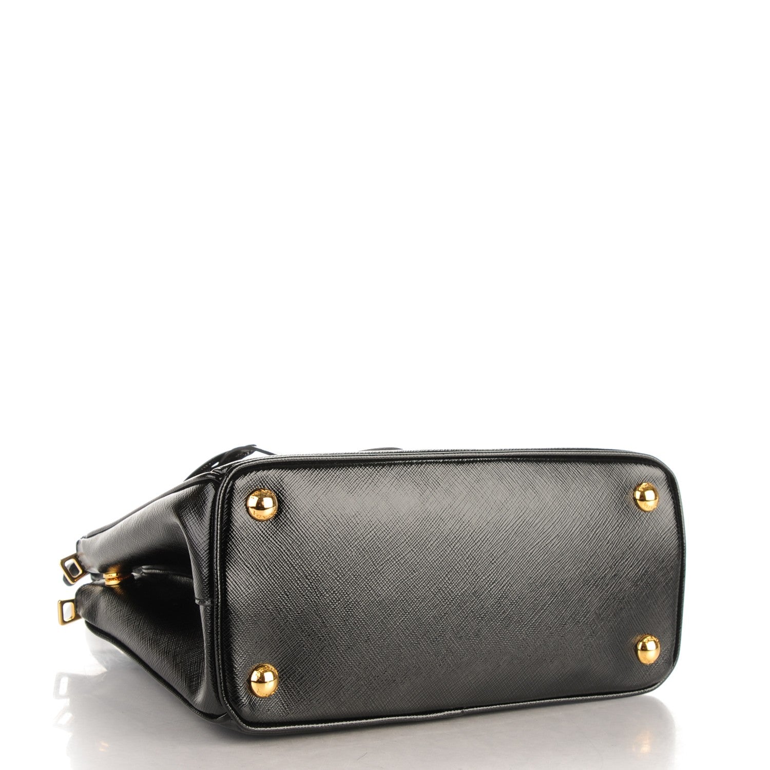 Prada Saffiano Vernice Mini Galleria Double Zip Tote Black 4 of 8