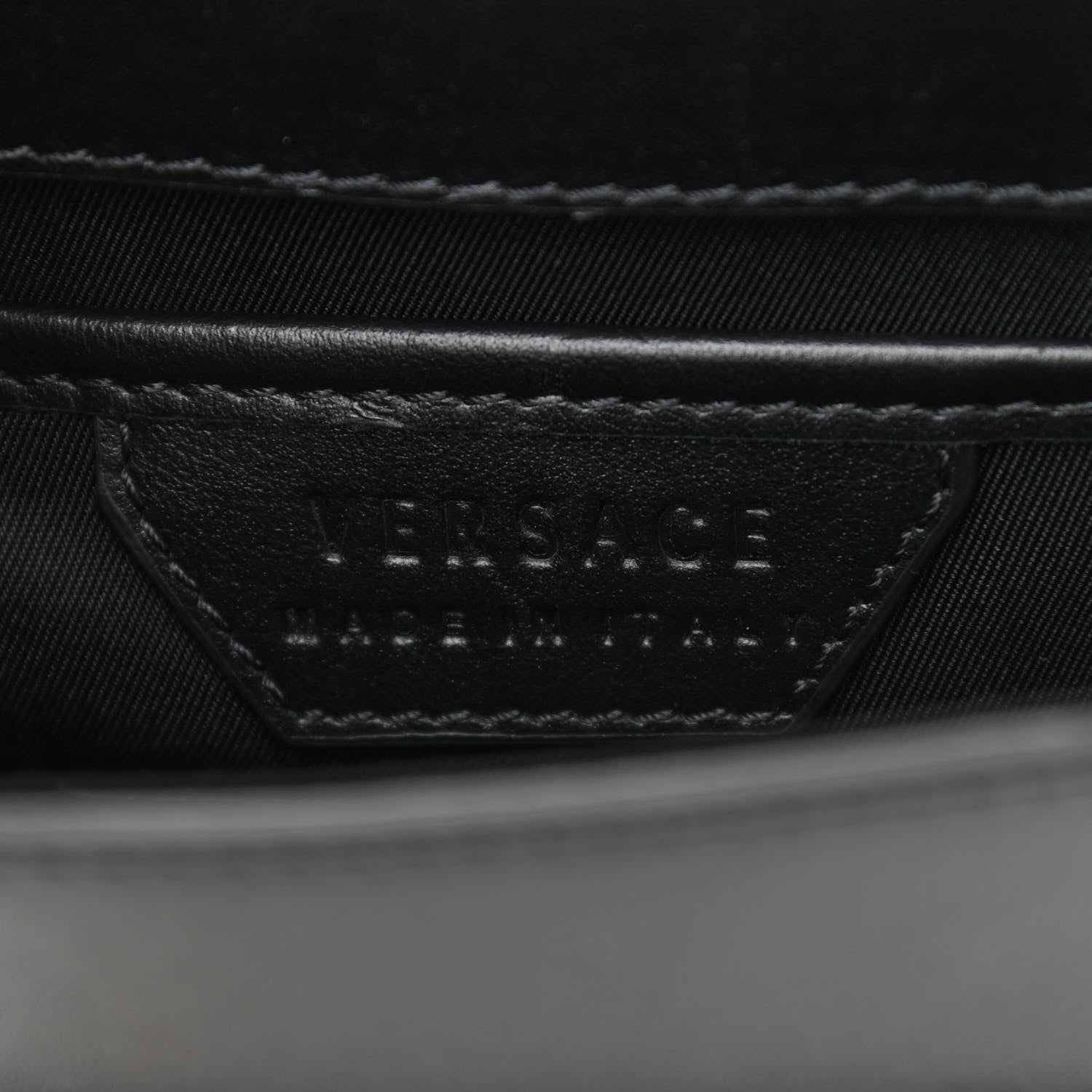 Versace Calfskin Studded Medusa Crossbody Black 6 of 7