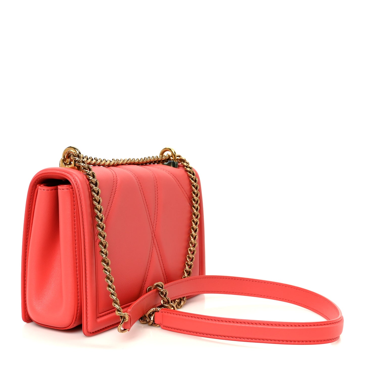 Lambskin Medium Devotion Crossbody Bag Corallo