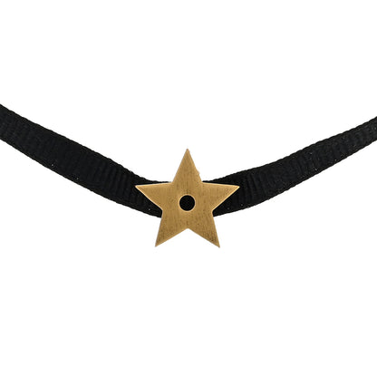 Christian Dior Grosgrain Ribbon Star Choker Necklace Black 1 of 4