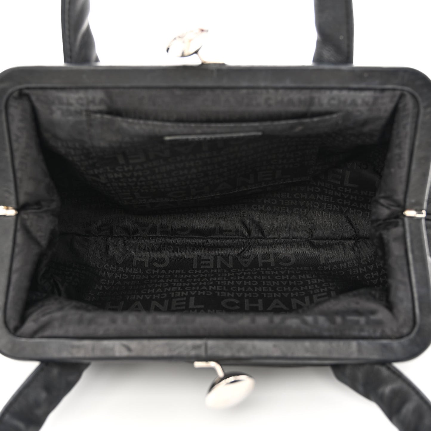 Lambskin Kiss Lock Frame Bag Black