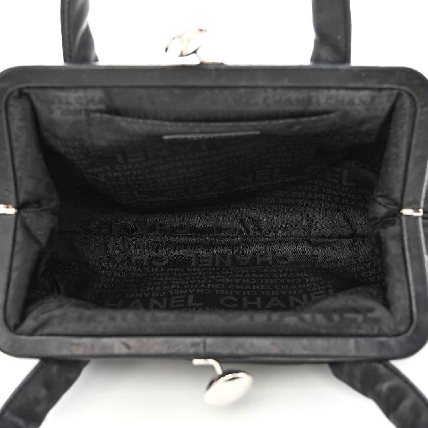 Chanel Lambskin Kiss Lock Frame Bag Black 5 of 10