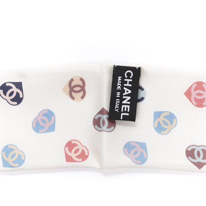 Chanel Silk Heart CC Slim Bandeau Scarf Ivory 4 of 4