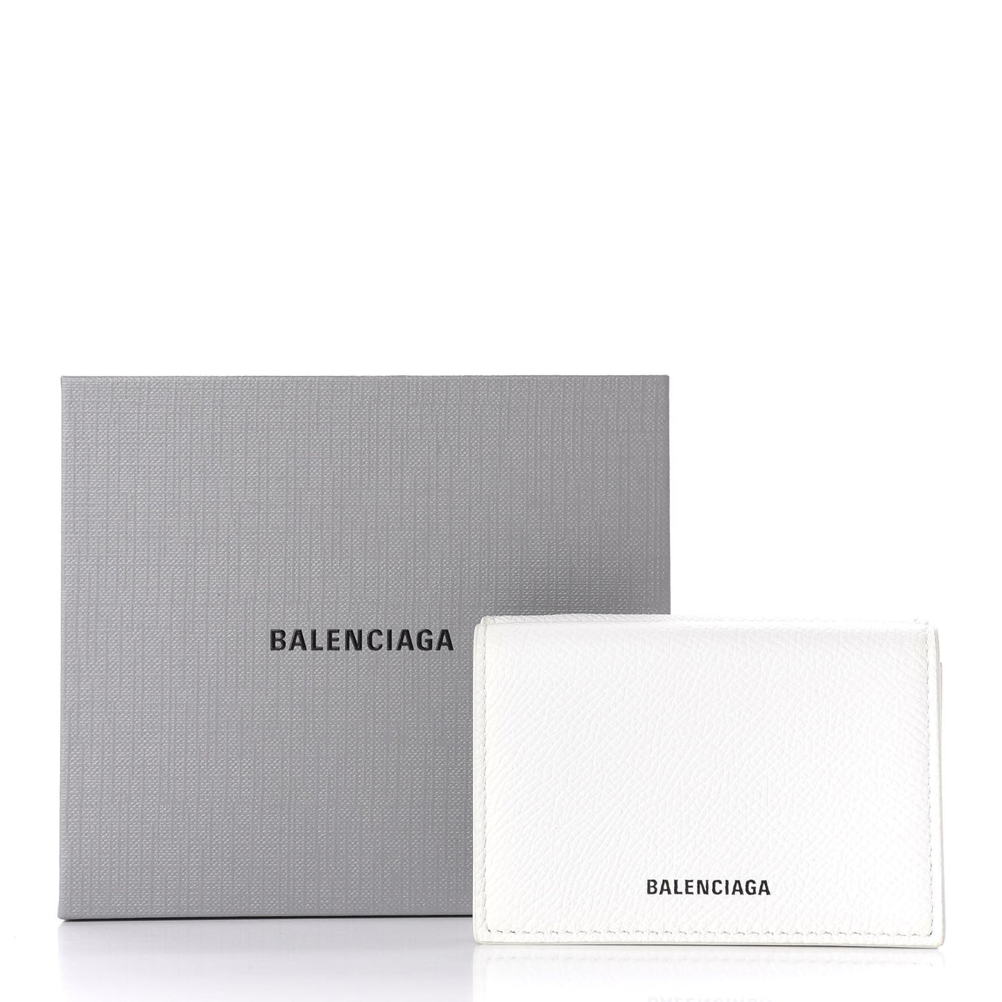 Signature Grained Calfskin Logo Mini Ville Wallet White