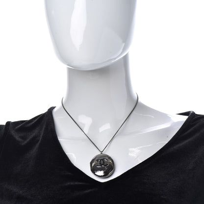 Chanel Ruthenium Locket CC Necklace Silver 2 of 6