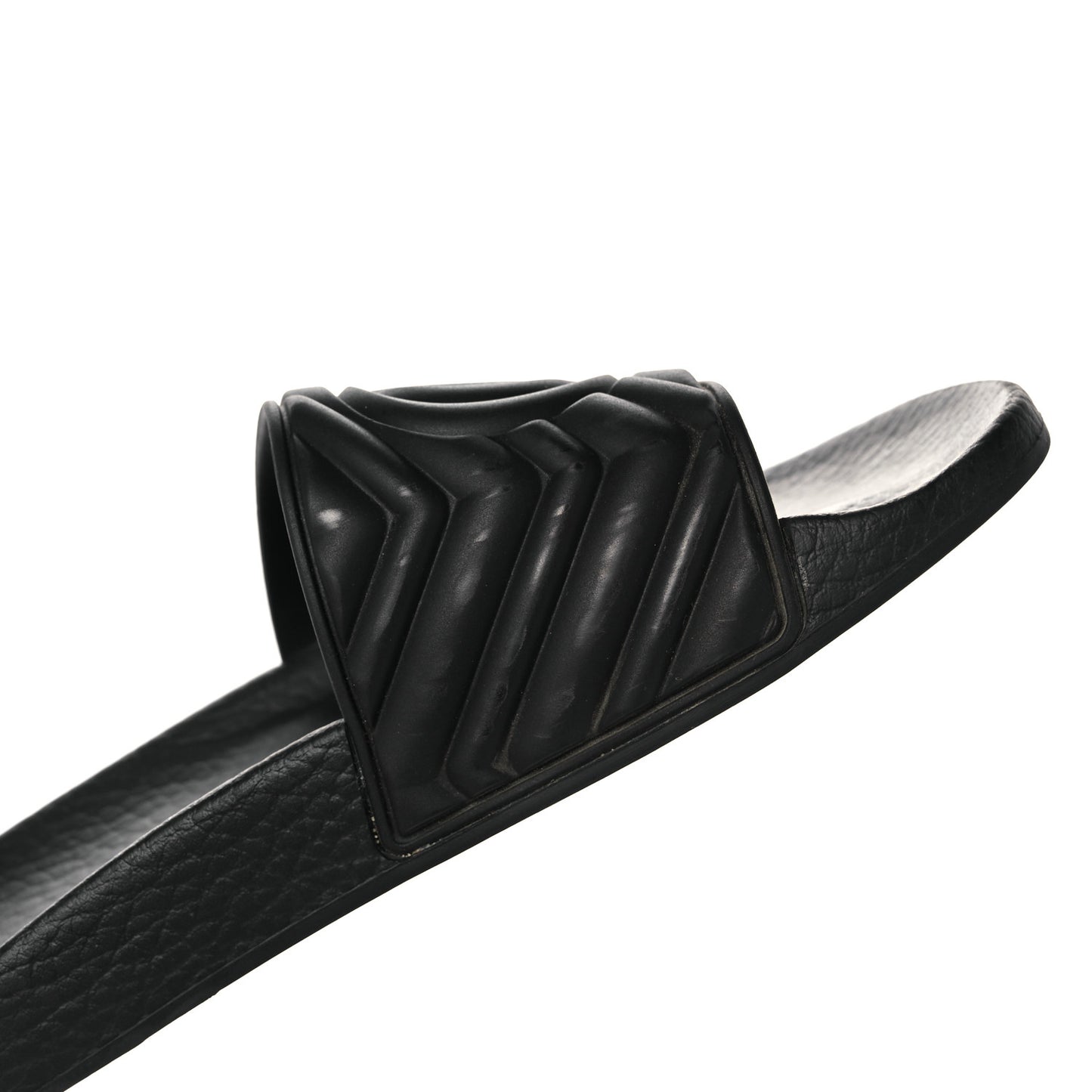Rubber Matelasse Womens Slide Sandals 35 Black