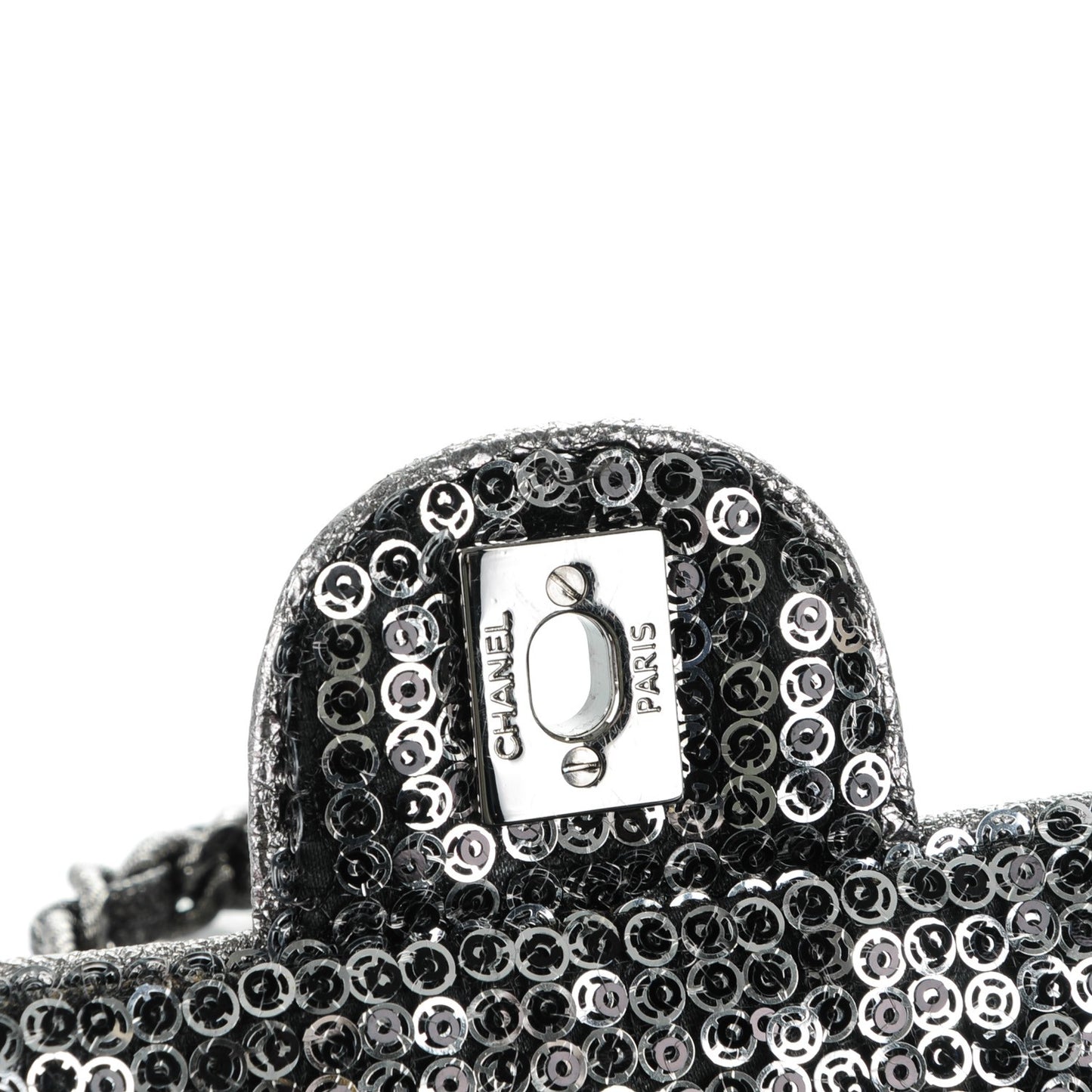 Sequin East West Flap Dark Silver