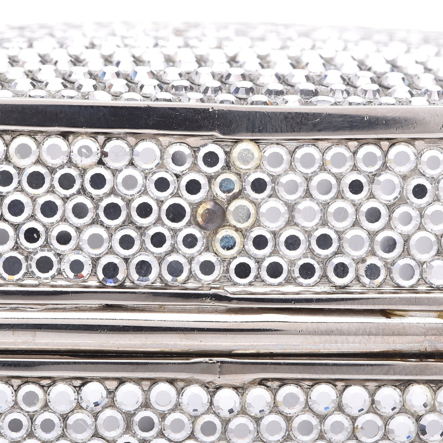 Crystal Minaudiere Clutch Silver