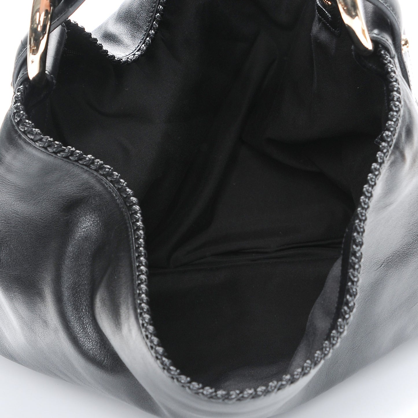 Calfskin Large Horsebit Chain Hobo Black