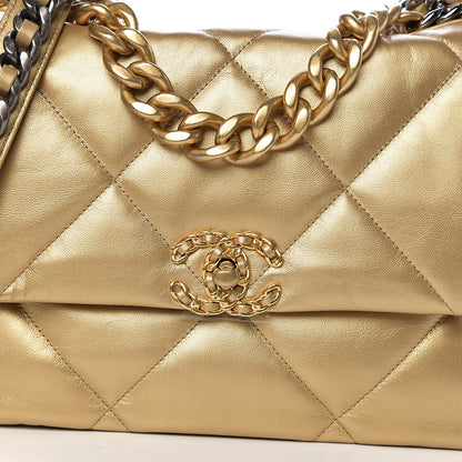 Chanel Goatskin Quilted Large 19 Flap Gold 8 of 9
