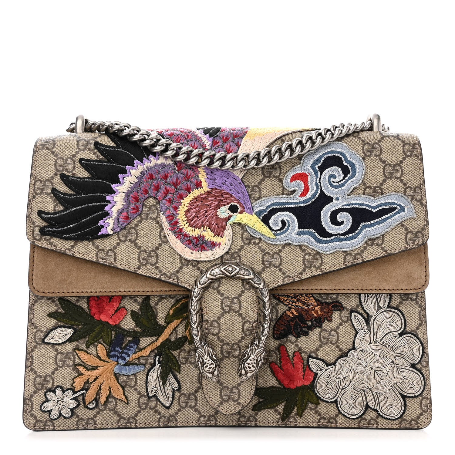 Gucci GG Supreme Monogram Embroidered Medium Dionysus Shoulder Bag Taupe 1 of 15