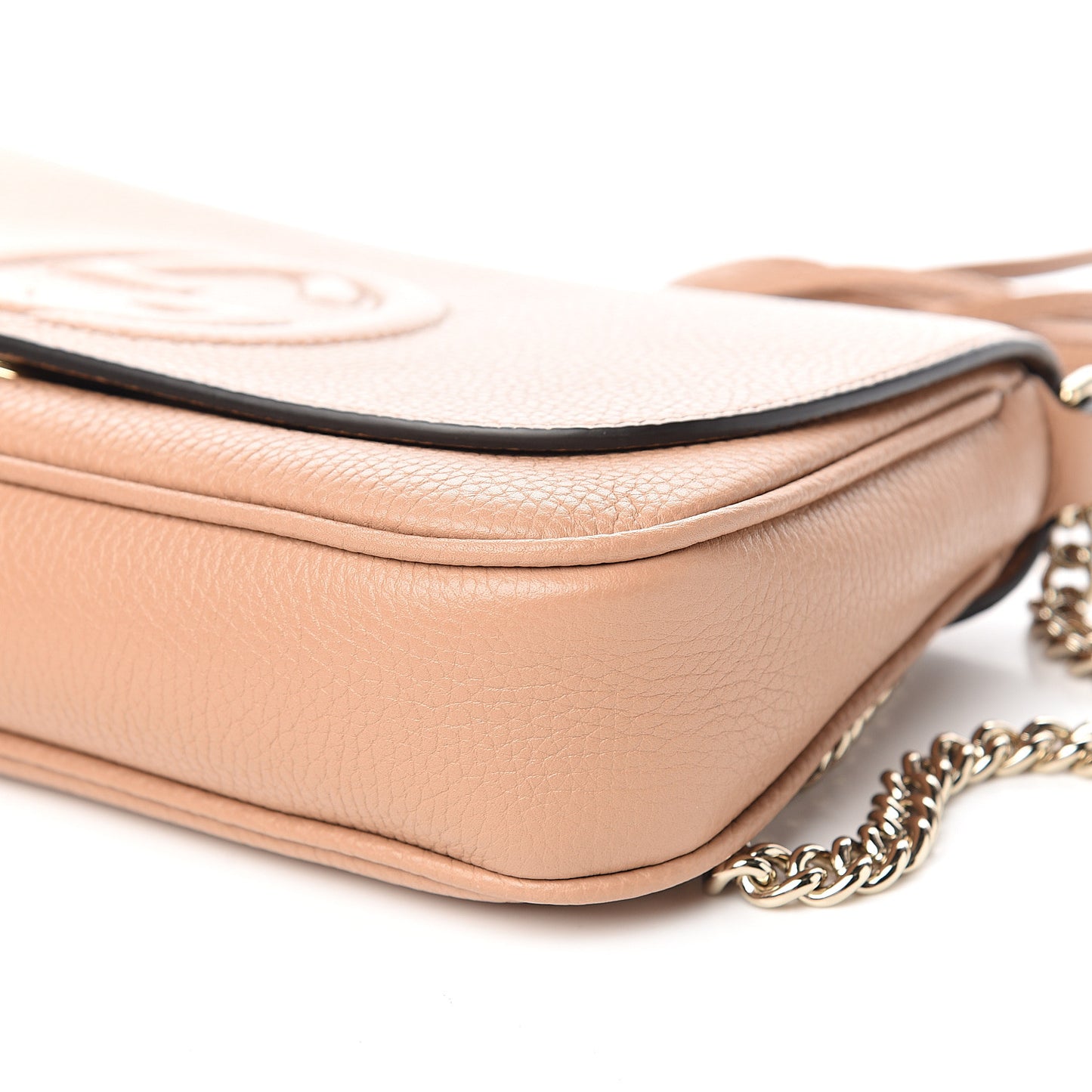 Pebbled Calfskin Medium Soho Flap Crossbody Camelia