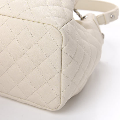 Chanel Caviar Flat Quilted Small Chain Bucket Bag Off White 8 of 11