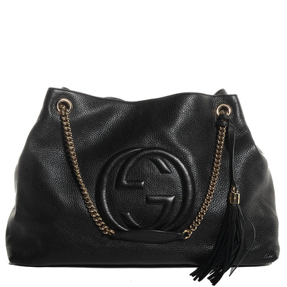 Gucci Pebbled Calfskin Large Soho Chain Shoulder Bag Black 1 of 7