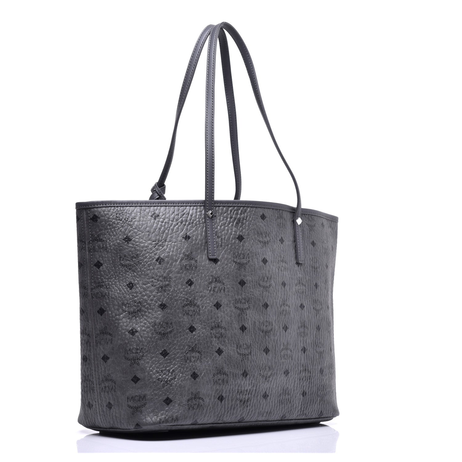 MCM Visetos Medium Reversible Shopper Tote Phantom Grey 5 of 16