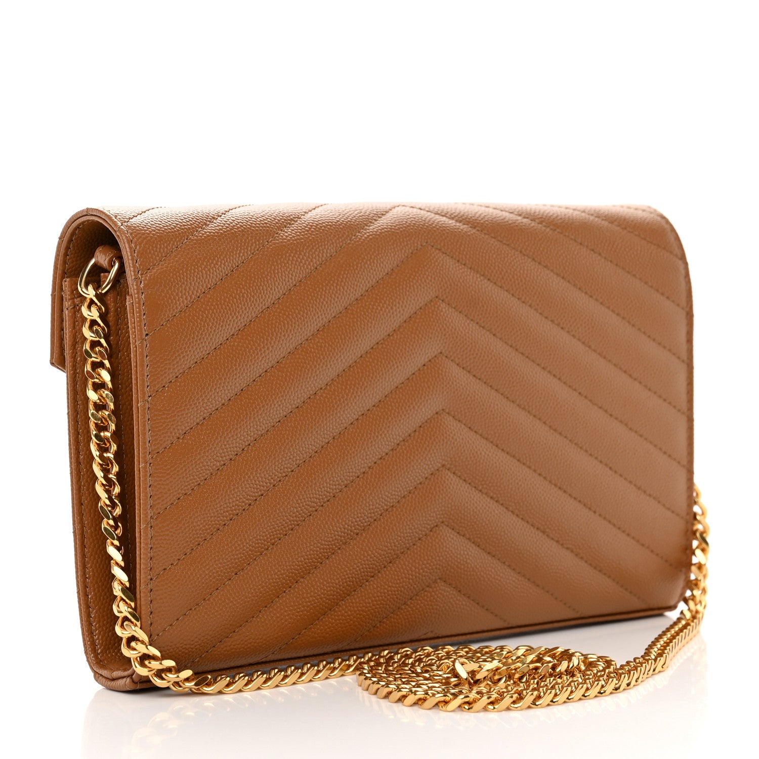Saint Laurent Grain De Poudre Matelasse Chevron Cassandre Chain Wallet Cork 3 of 13