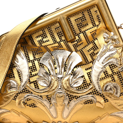 Fendi X VERSACE Vitello Laminato Catalan Mirror Fendace FF Medium Fendi First Oro 7 of 10