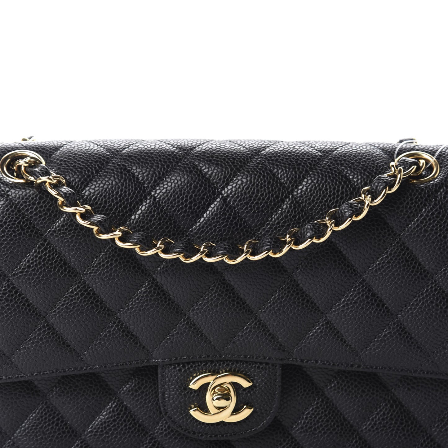 Caviar Quilted Medium Double Flap Black