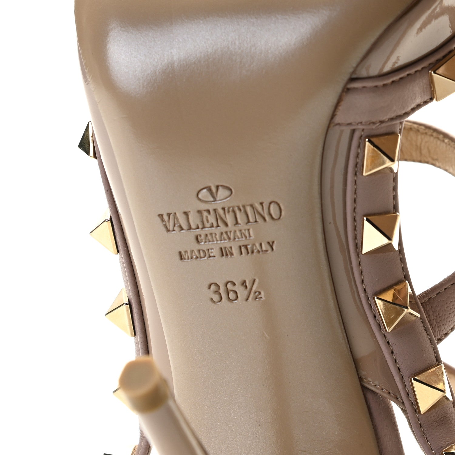 Valentino Garavani Patent Nappa Rockstud Ankle Strap 100mm Pumps 36.5 Poudre 9 of 9