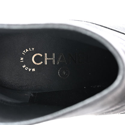 Chanel Suede Calfskin Pearl Cap Toe Short Boots 37 Black 6 of 9