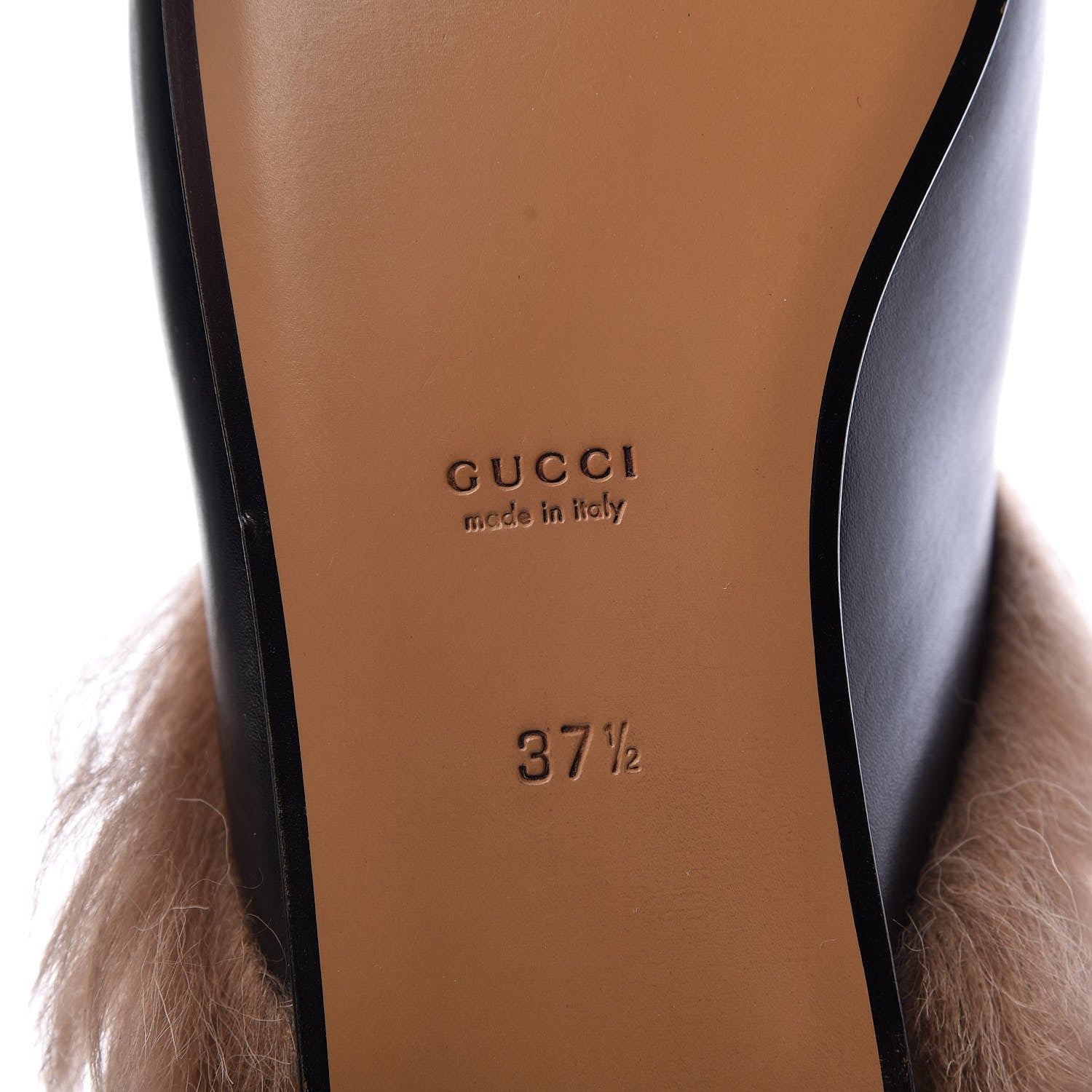 Gucci Calfskin Fur Womens Princetown Slippers 37.5 Black 6 of 8
