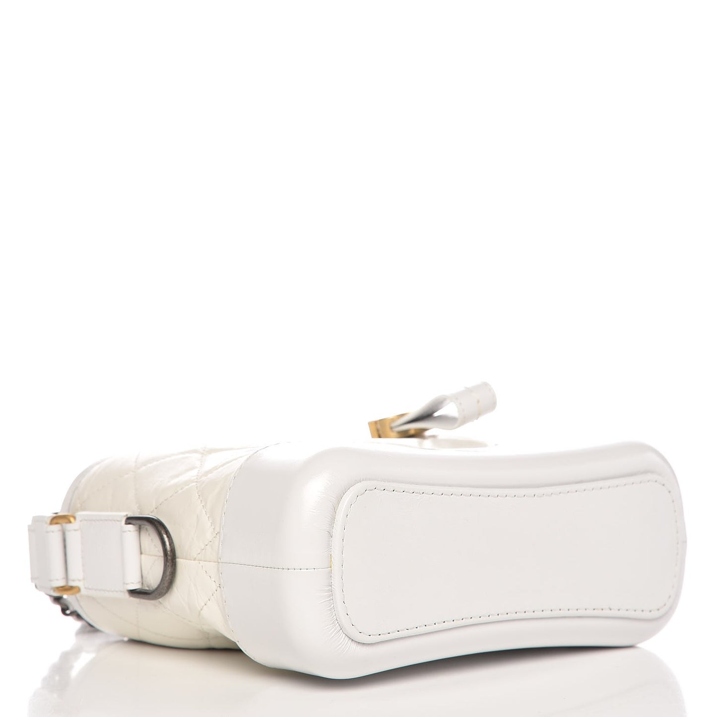 Aged Calfskin Quilted Small Gabrielle Hobo White