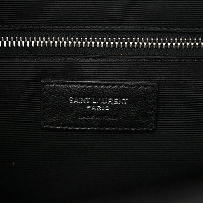 Saint Laurent Grain De Poudre Textured Mixed Matelasse Large Triquilt Monogram Satchel Black 6 of 13