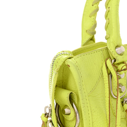 Balenciaga Chevre Silver Metallic Edge Hardware Mini City Acid Green 16 of 20