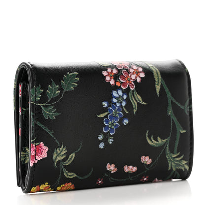 Christian Dior Calfskin Petites Fleurs Print Caro XS Wallet Black Multicolor 3 of 7