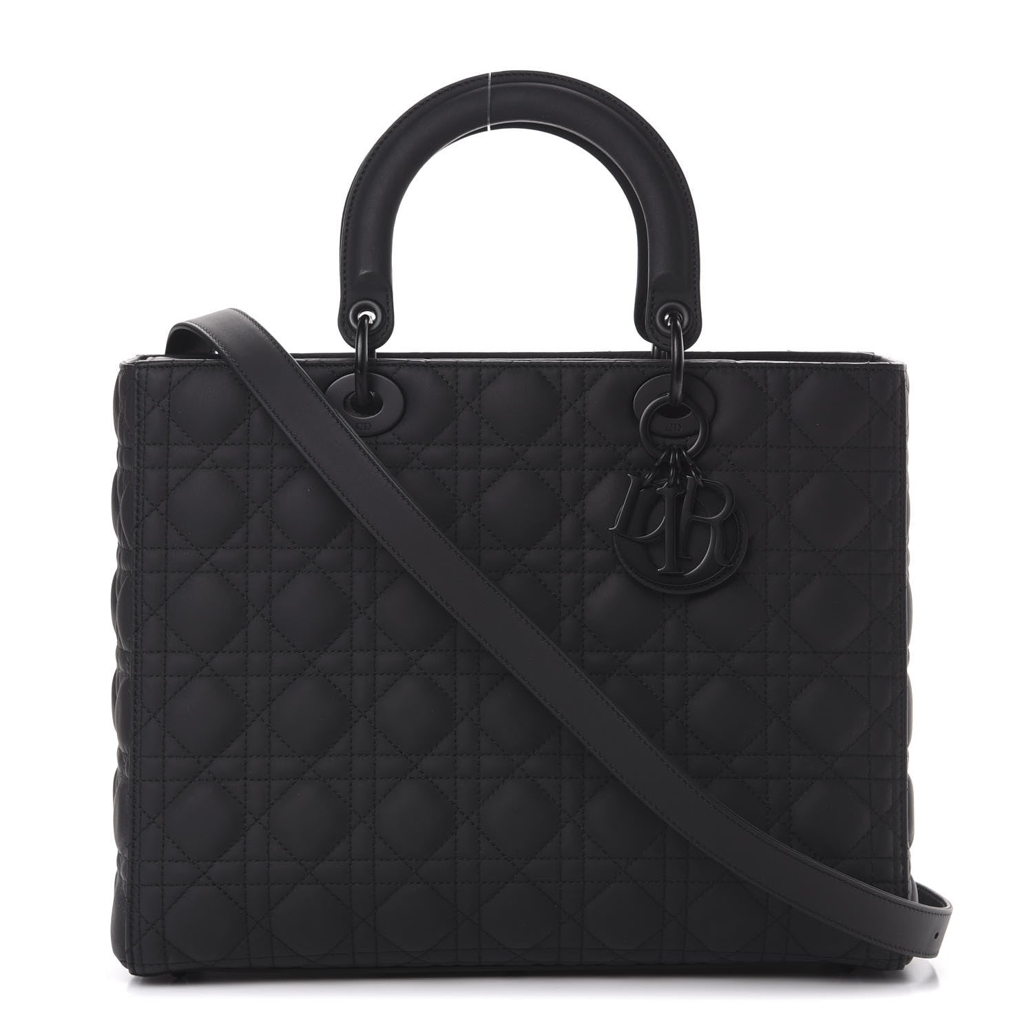 Christian Dior Ultra Matte Calfskin Cannage Large Lady Dior Black 1 of 12