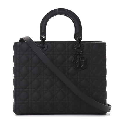 Christian Dior Ultra Matte Calfskin Cannage Large Lady Dior Black 1 of 12