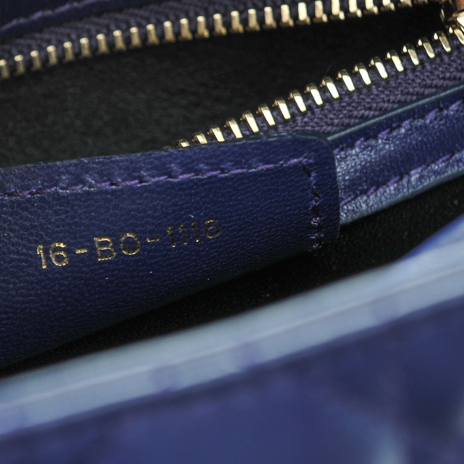 Christian Dior Lambskin Cannage Medium Lady Dior Crystal Strap Blue 8 of 9
