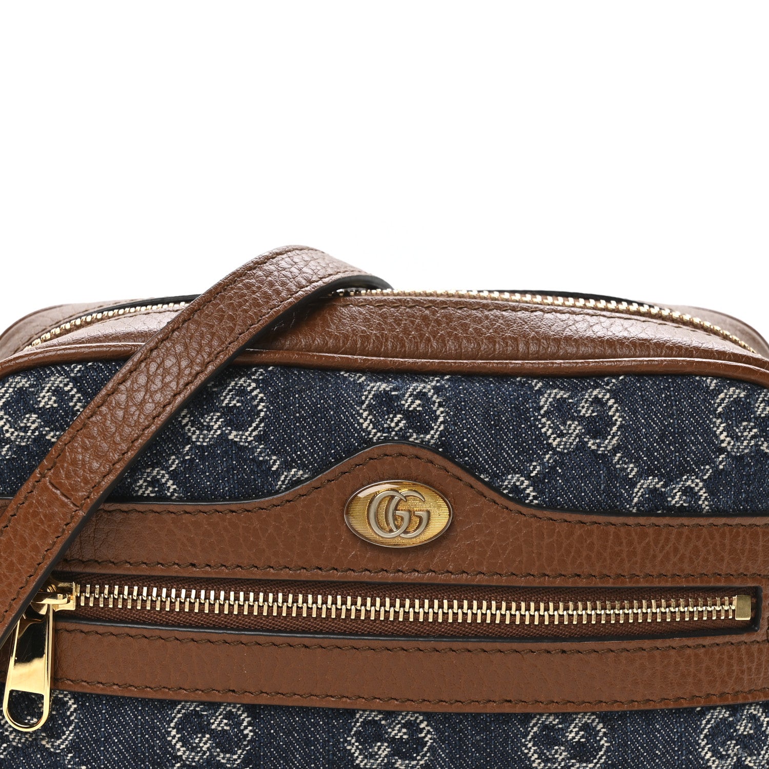 Gucci New Denim GG Monogram Dollar Calfskin Mini Ophidia Shoulder Bag Blue Tea Cuir Epilog 8 of 11
