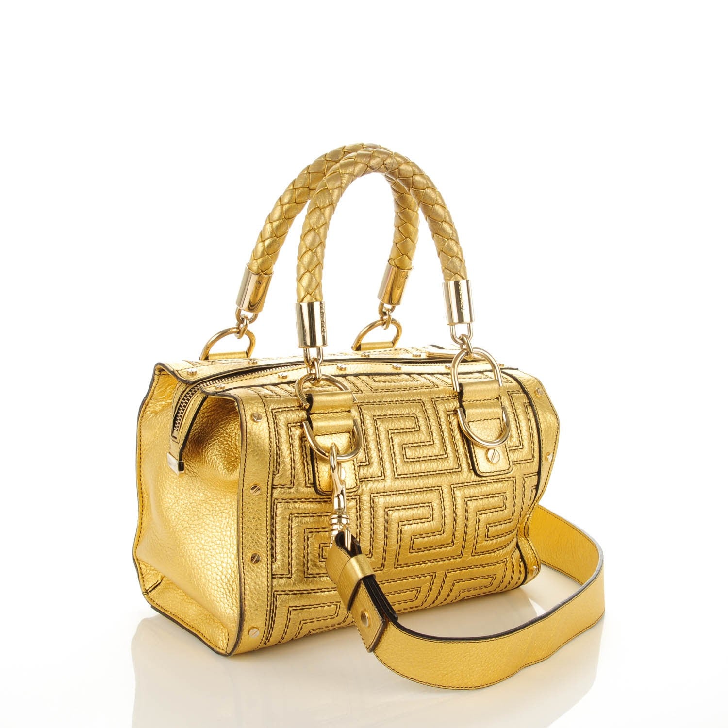 Versace Metallic Calfskin Couture Shoulder Bag Gold 3 of 7