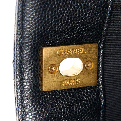 Chanel Caviar Quilted Camellia Small Shopping Bag Black 7 of 12