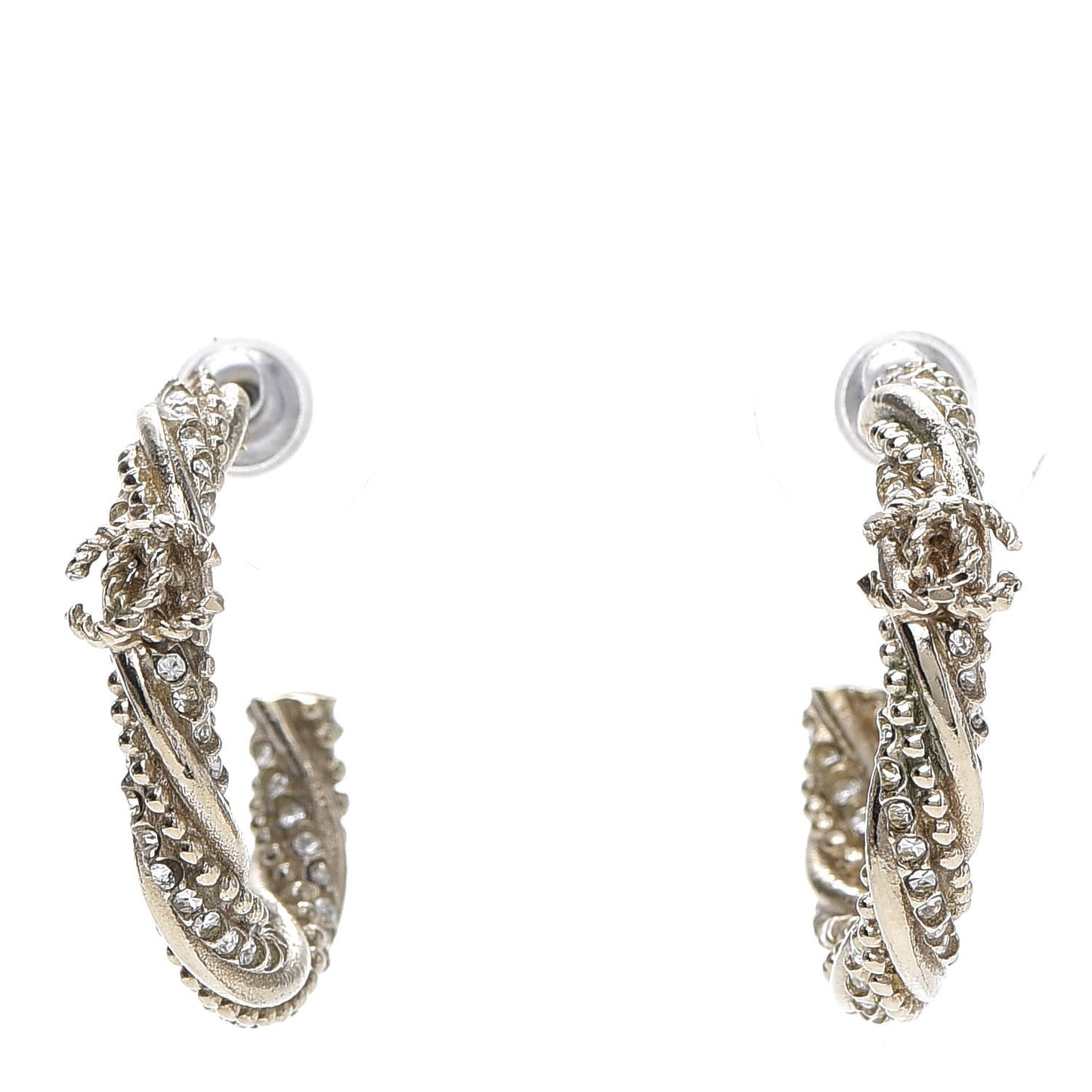 Crystal Twist CC Hoop Earrings Silver