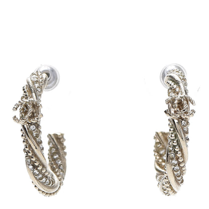 Chanel Crystal Twist CC Hoop Earrings Silver 1 of 8