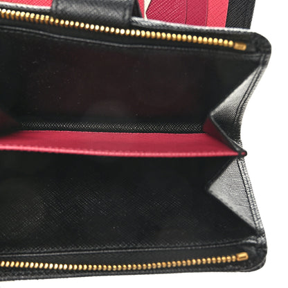 Prada Saffiano Metal Multicolor Compact Wallet Black 6 of 8