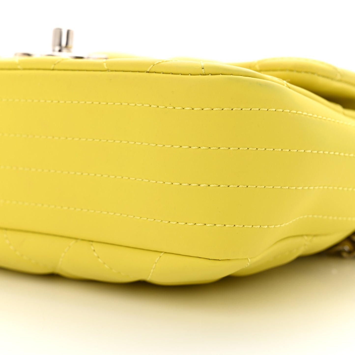Rubber Quilted Lambskin Mini Square Coco Rain Flap Yellow