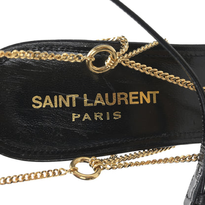 Saint Laurent Calfskin Chain Cristal Sandals 38.5 Black 7 of 9