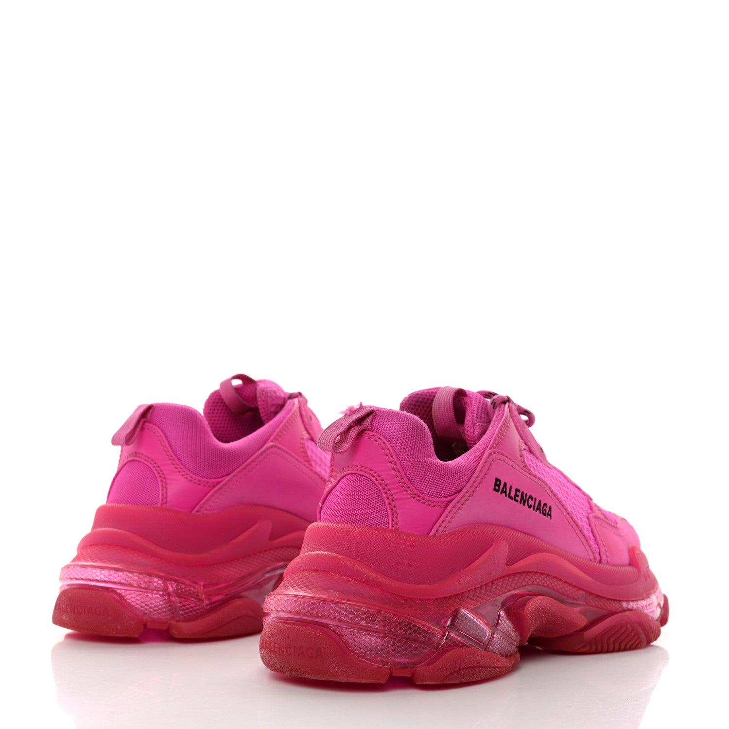Balenciaga Fabric Mesh Clear Sole Fluo Womens Triple S Sneakers 40 Pink 4 of 8