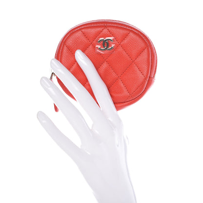Chanel Caviar Quilted Zip Around Classic Coin Purse Red 2 of 8
