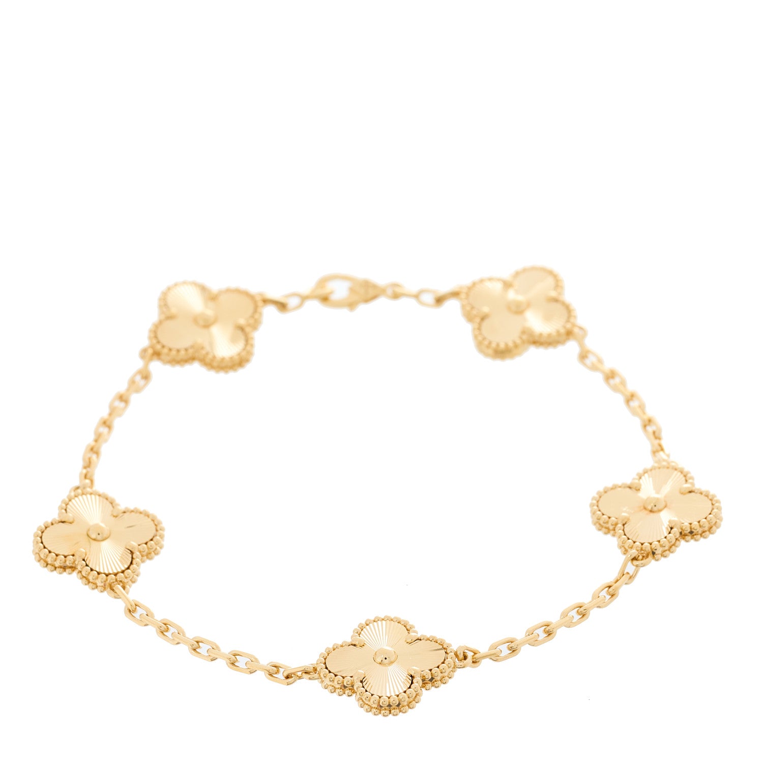 Van Cleef & Arpels 18K Yellow Gold 5 Motifs Guilloche Vintage Alhambra Bracelet 1 of 5