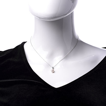 Mikimoto 18K White Gold Akoya Pearl 7.5mm Drop Pendant Necklace 2 of 6