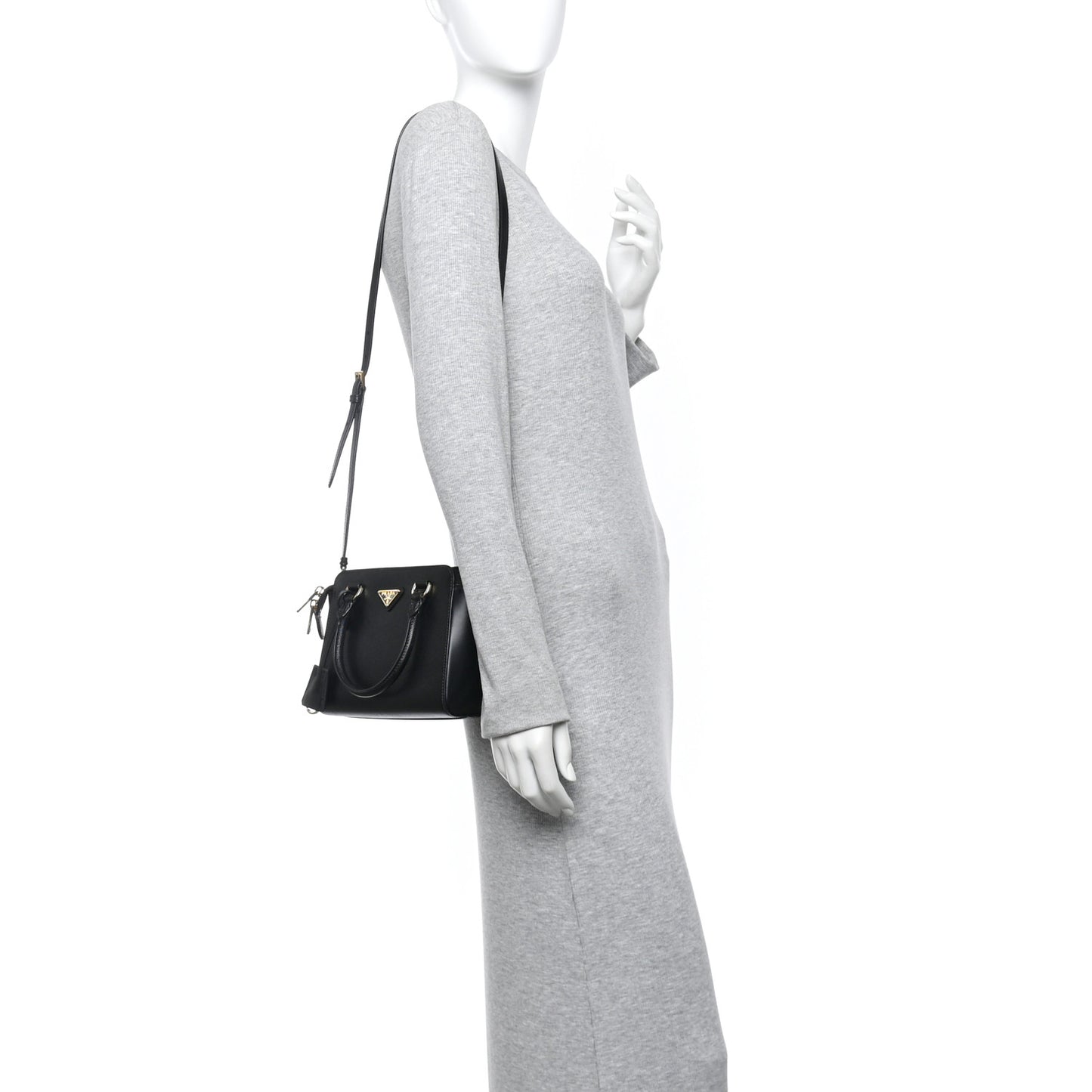 Saffiano Soft Calfskin Mini Zippered Crossbody Black