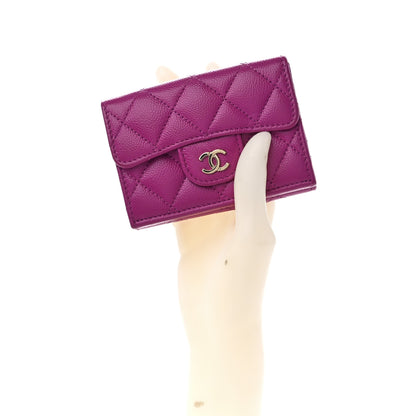 Chanel Caviar Quilted Double Flap Wallet Purple 2 of 14