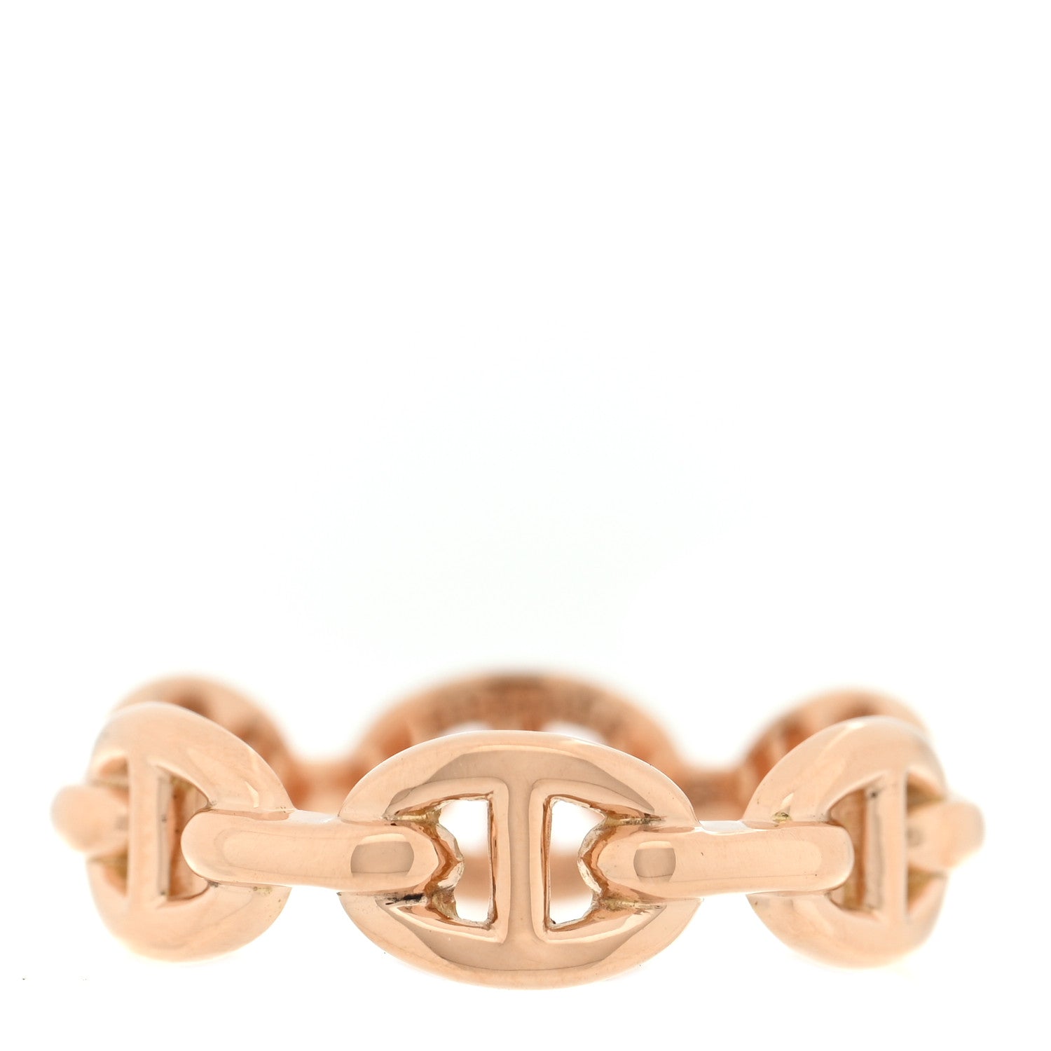 Hermes 18K Rose Gold PM Chaine d'Ancre Enchainee Ring 54 7 1 of 5